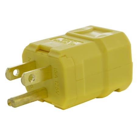 Ac Works Straight Blade Plug, 5-15P, 15 A, 125V AC, 2 Pole, Screw Terminals, Grounded ASQ515P-YW